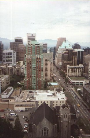 More Vancouver skyline from balcony of 27th floor suite in Century Plaza Hotel